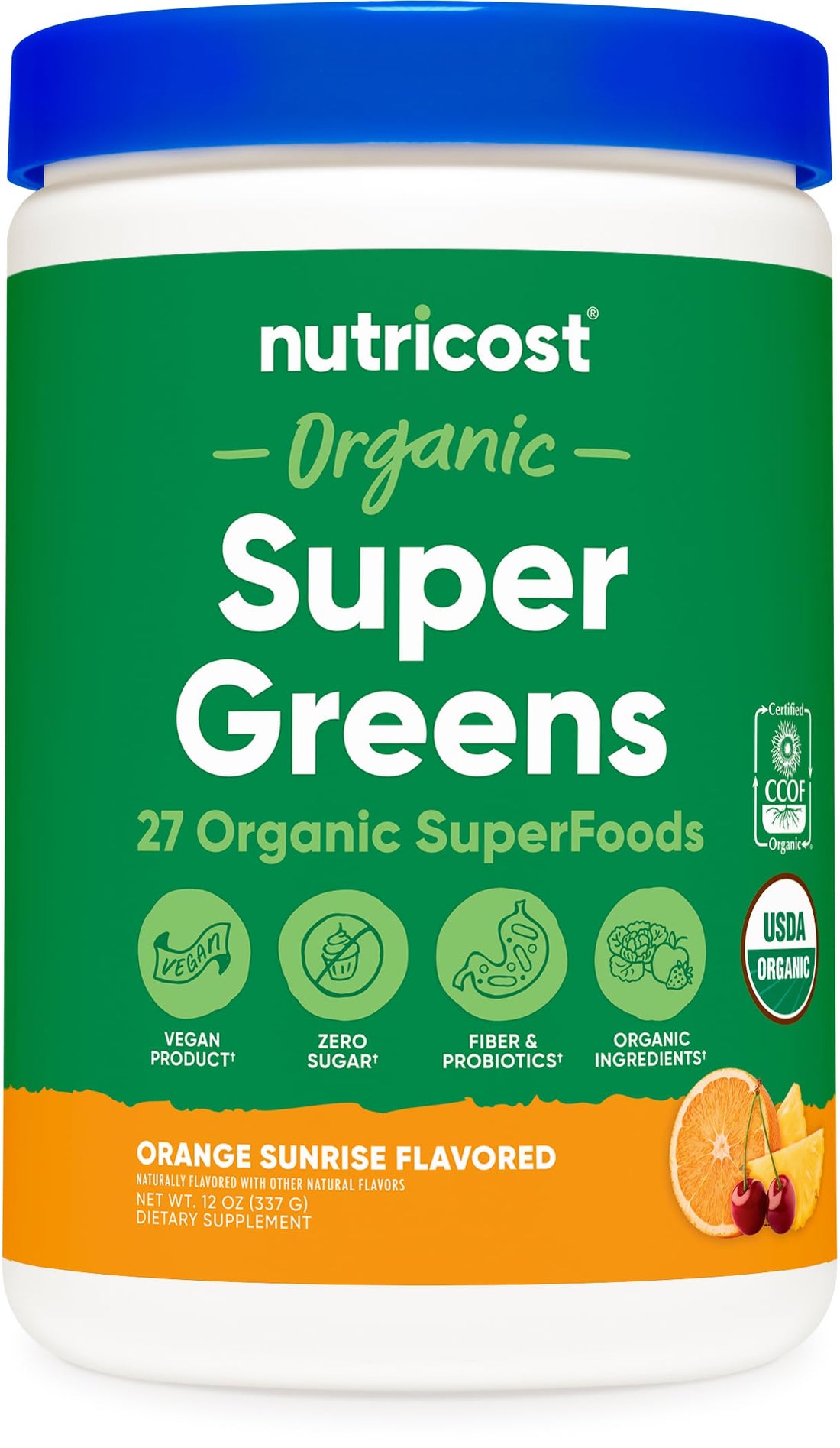 Nutricost Organic Super Greens Powder (30 Servings) Orange Sunrise Flavor - Superfood Supplement Drink Mix Nutricost Au supplements