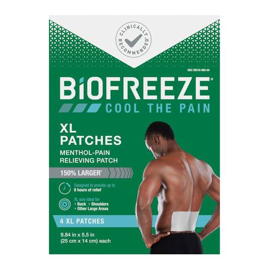 Biofreeze XL Pain Relief Patches, Menthol Pain Patches for Lower Back, Neck, Knee, & Shoulder, Comfortable & Flexible Fabric Stays in Place, 4 ct BiofreezeAU supplements