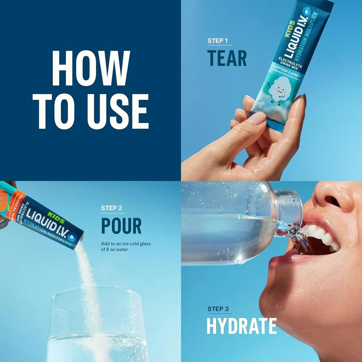 Liquid I.V.® Hydration Multiplier - Cotton Candy | Electrolyte Powder Drink Mix | 1 Pack (16 Servings) Liquid I.V. Au supplements