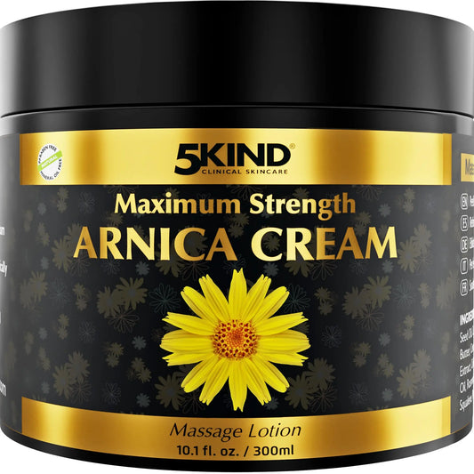 5kind Extra Strong Arnica Cream for Bruising and Swelling 10.1 Fl Oz - Arnica Bruise Cream Extra Strength Fast Healing Thin Skin - High Concentration Arnica Montana Extract for Bruises-Natural Formula 5kind clinical skincareAU supplements