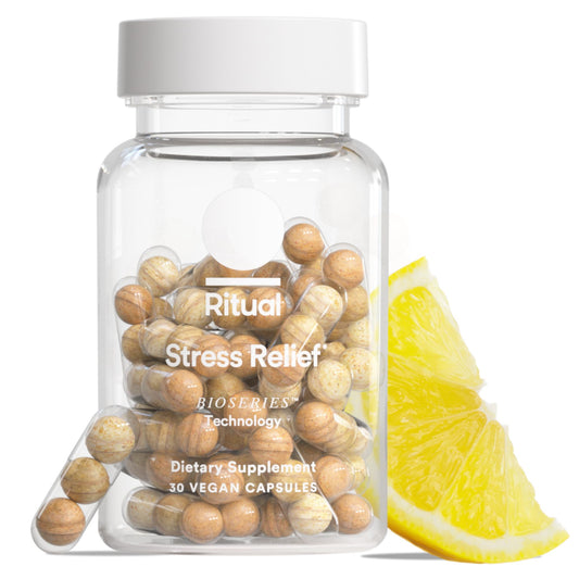 Ritual Stress Relief Supplement - Ashwagandha, L-Theanine, & Saffron - Helps Reduce Stress, Manage Cortisol, Promotes Calm, Relaxation* - All Day Support RitualUS supplements