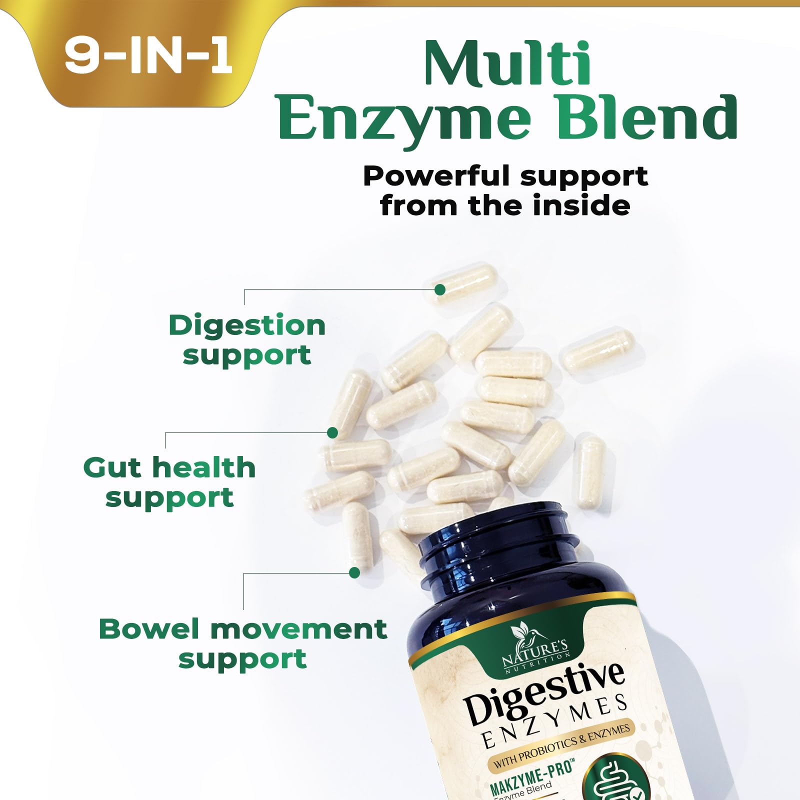 Digestive Enzymes - Super Digestive Multi Enzyme Complex for Bloating & Gut Health Support with Bromelain, Papain, Probiotics & Prebiotics - Digestion Health Support for Women & Men - 120 Capsules Nature's Nutrition Au supplements