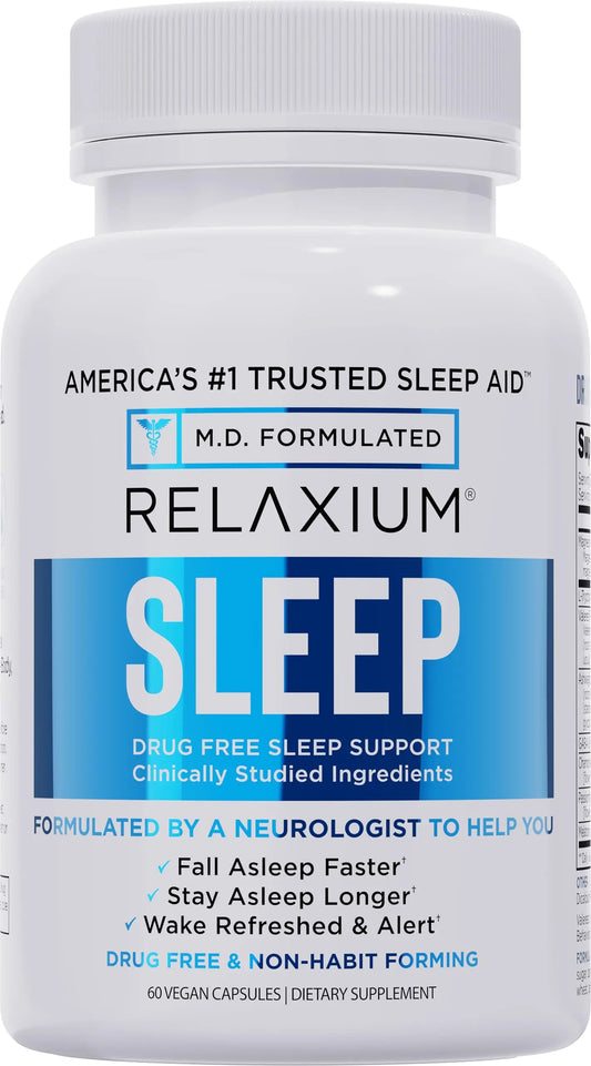 Relaxium Sleep Aid for Adults, Melatonin 5mg with Magnesium Glycinate, Sleep-Promoting Valerest & Ashwagandha, Non-Habit Forming Sleep Supplement, 60 Capsules, 30-Day Supply RelaxiumAU supplements