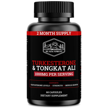Black Forest Turkesterone Tongkat Ali Supplement 1000mg per Serving (Max Purity 95%) Turkesterone Supplement for Men (Tongkat Ali for Men Longjack 200:1) Similar to Tongkat Ali Fadogia Agrestis Black ForestAu supplements