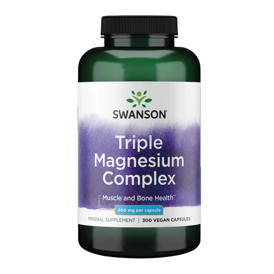 Swanson Triple Magnesium Complex Bone, Nerve, and Muscle Support Supplement for Adults Seeking Optimal Magnesium Absorption - 400 mg (300 Vegan Capsules) SwansonAu supplements