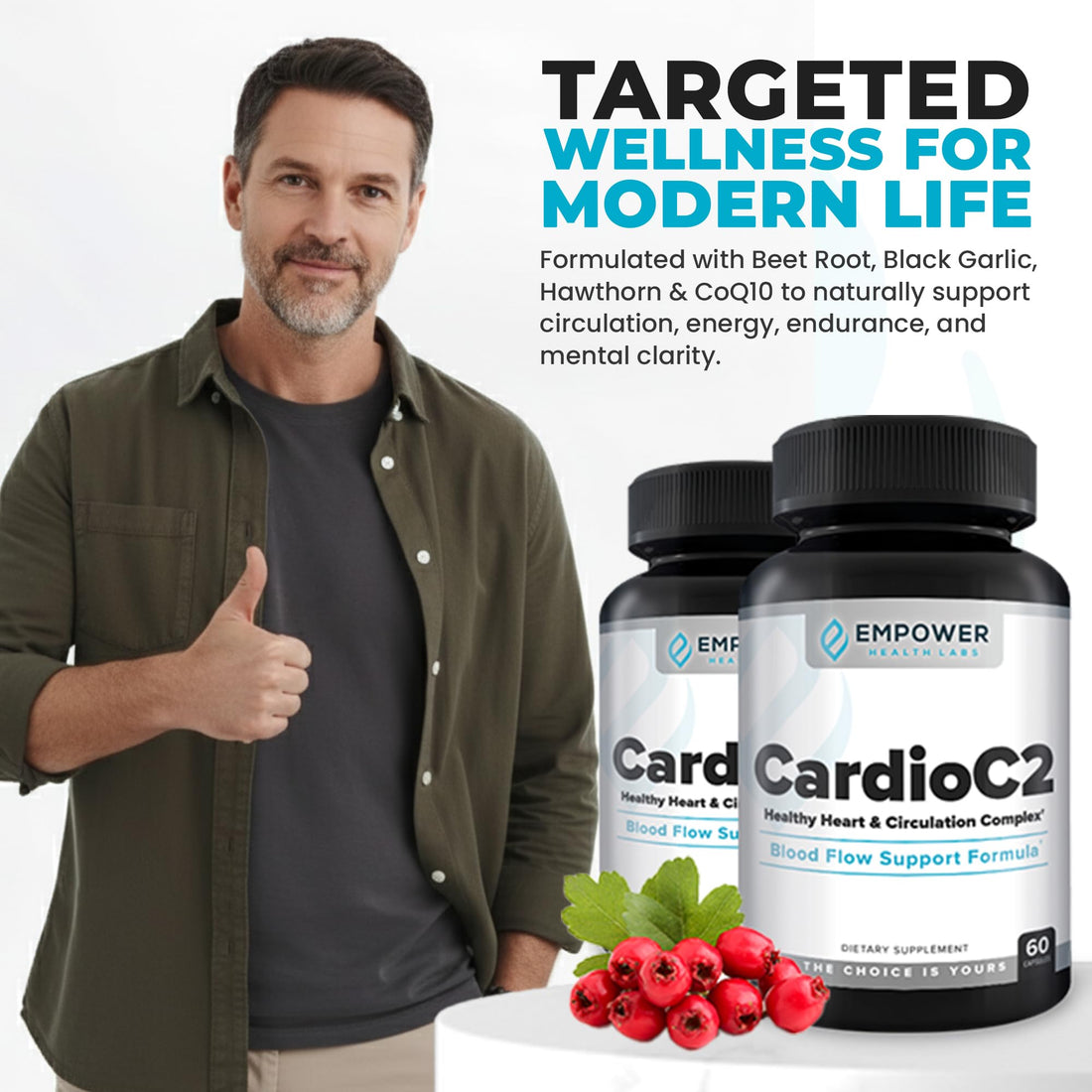 Empower Health Labs CardioC2 Circulation & Energy Support – Doctor-Formulated Blend with Beet Root, Black Garlic, Hawthorn & CoQ10 – Supports Healthy Blood Flow, Energy & Clarity – 60 Capsules Empower Health Labs Au supplements