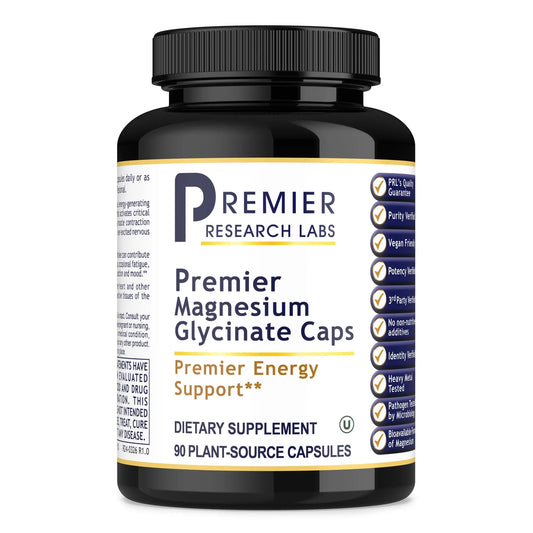 Premier Research Labs Magnesium Glycinate Supplement - Pure Magnesium, High Absorption, Supports Sleep Quality, Chelated, Vegan, Third Party Tested, Premier Energy Support - 90 Capsules Premier Research LabsAU supplements