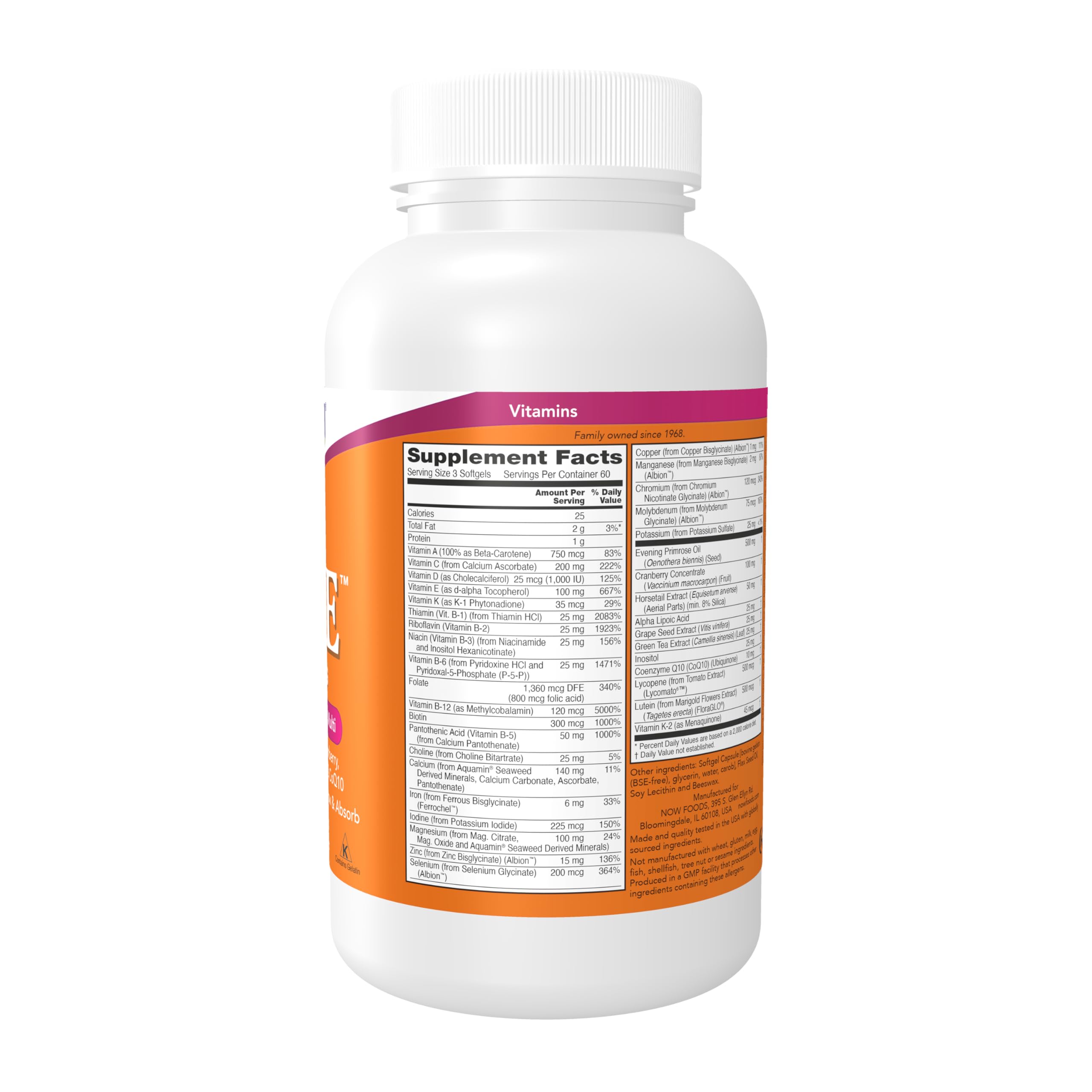 NOW Foods Supplements, Eve™ Women's Multivitamin with Evening Primrose, Cranberry, Green Tea, Horsetail Silica & CoQ10, 180 Softgels NOW Foods Au supplements