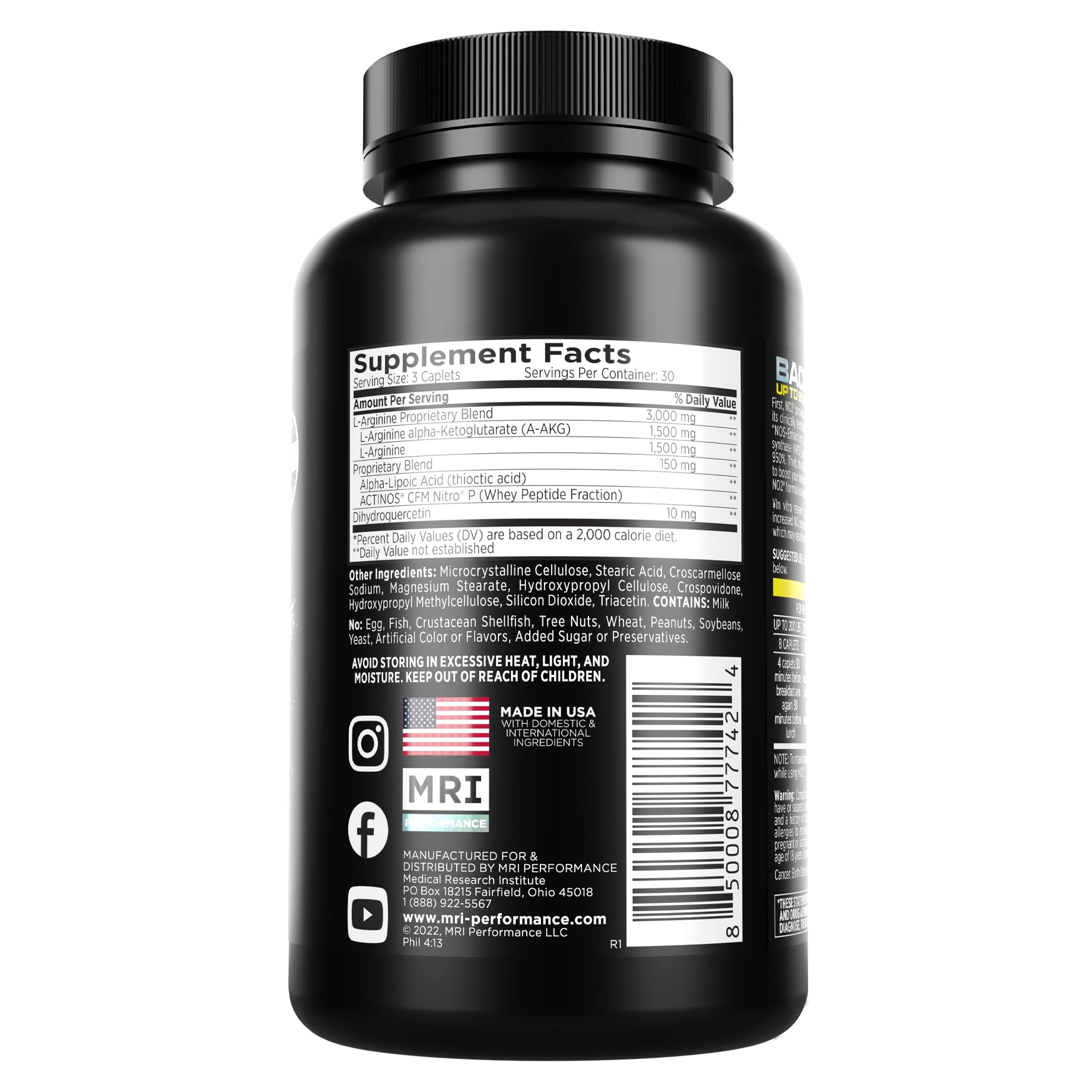 MRI Performance NO2 Nitric Oxide Original Formula All Day Perpetual Pump, Stim-Free MRI Au supplements
