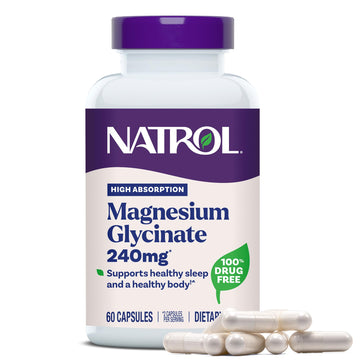 Natrol Magnesium Glycinate Supplements 240 mg - High Absorption - Calm Magnesium Glycinate for Sleep - 60 Capsules, 30 Day Supply Natrol Au supplements