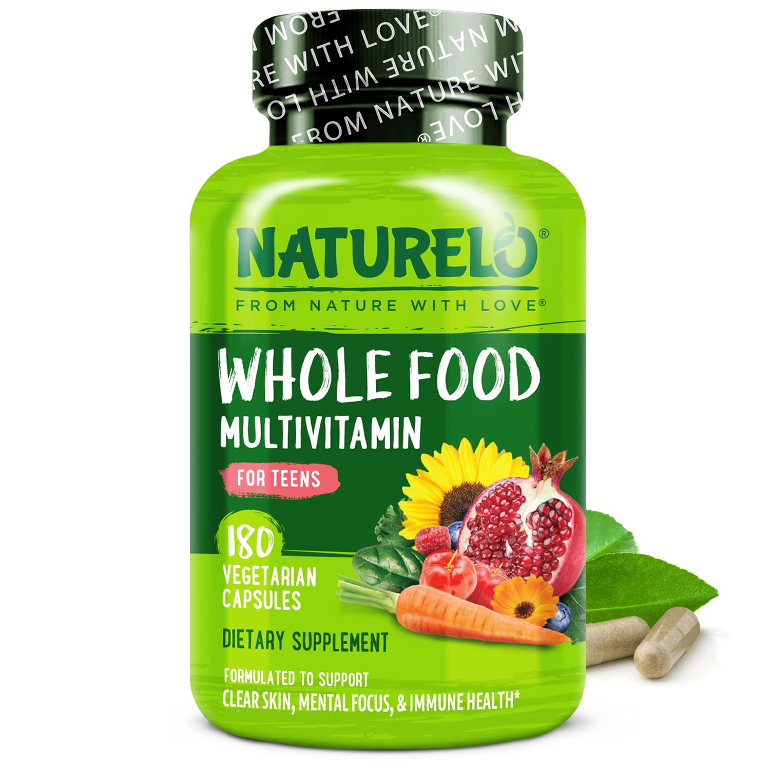 NATURELO Multivitamins for Teenage Girls/Boys, 180 Capsules, Whole Food Multivitamin with Minerals, Non-GMO, Vegetarian NATURELO Au supplements