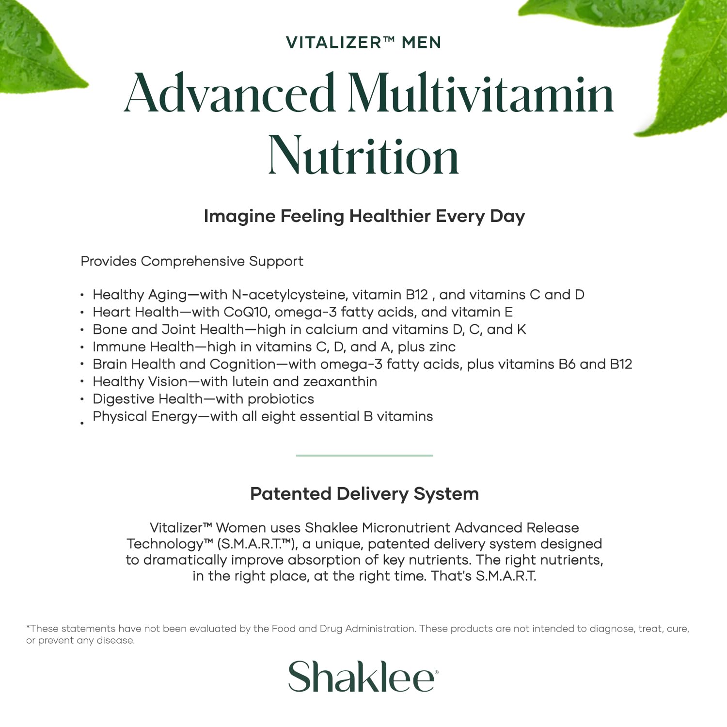 Shaklee - Vitalizer™ Men - Advanced Nutrition Vita-Strips® with Vitamins, Minerals, Omega-3s, Probiotics & More for Heart, Joint, Immune, Bone, Digestive Health & Physical Energy - 30 Vita-Strips® Shaklee Au supplements