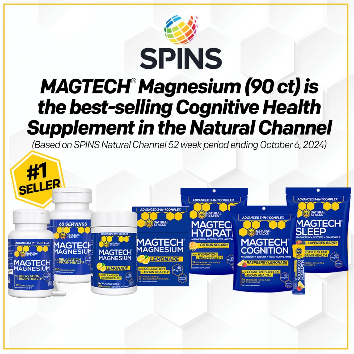 NATURAL STACKS Dopamine Brain Food + Magtech Magnesium Bundle - Chelated Magnesium Complex - Supports Brain Health & Mental Drive* - 150 Total Capsules NATURAL STACKS Au supplements