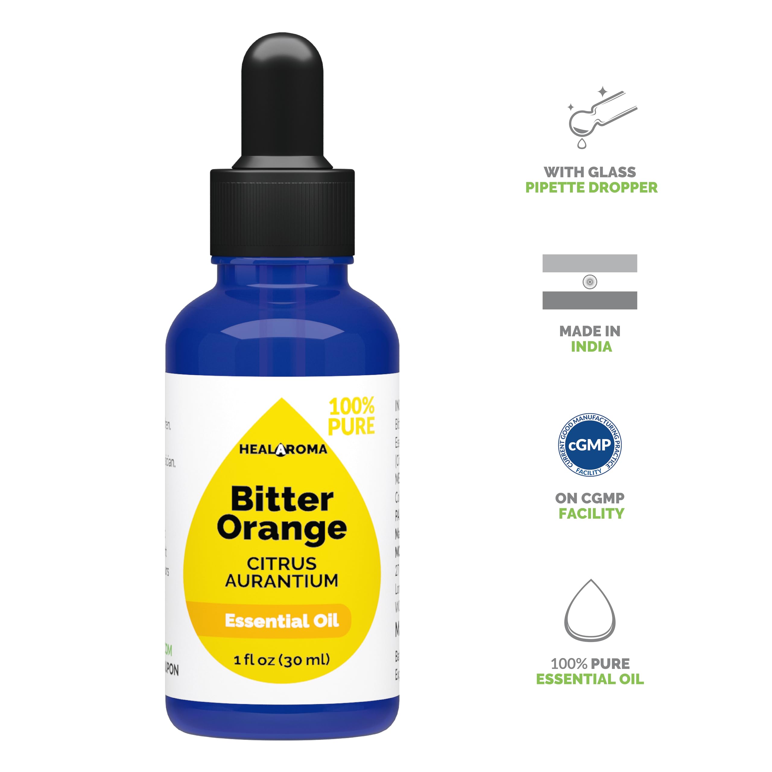 Bitter Orange Essential Oil 30 ml - 1 oz - Pure & Natural - with Pipette Dropper MONOHERB Au supplements