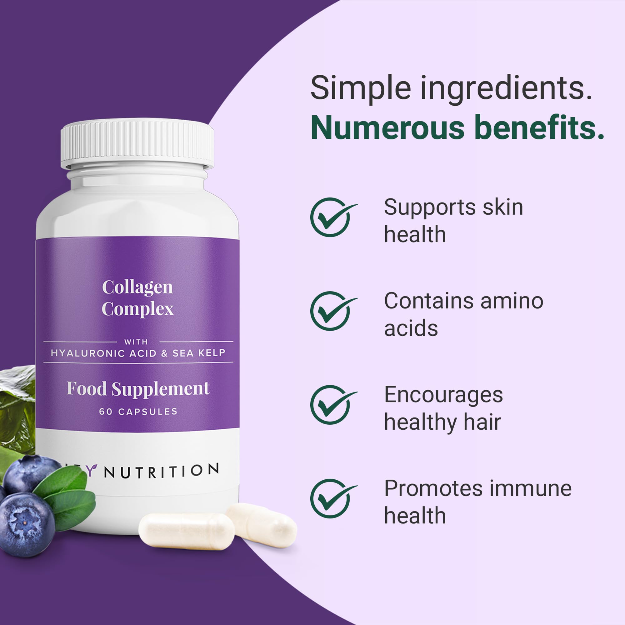 Hey Nutrition Collagen Complex Hyaluronic Acid & Sea Kelp Vitamin E, C, Biotin - Healthy Nails, Skin, Hair Joints Metabolism Hey Nutrition Au supplements