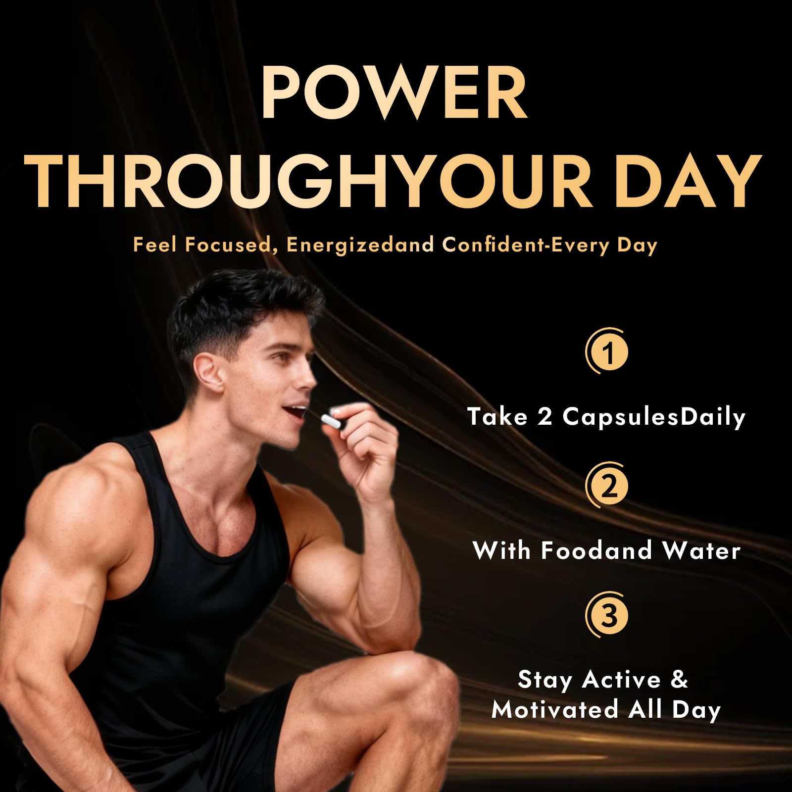 Quantum Gold Performance Capsulas – Daily Energy & Endurance Support Supplement | Boost Motivation & Confidence | 60 Capsules(1PC) ultimapeak Au supplements