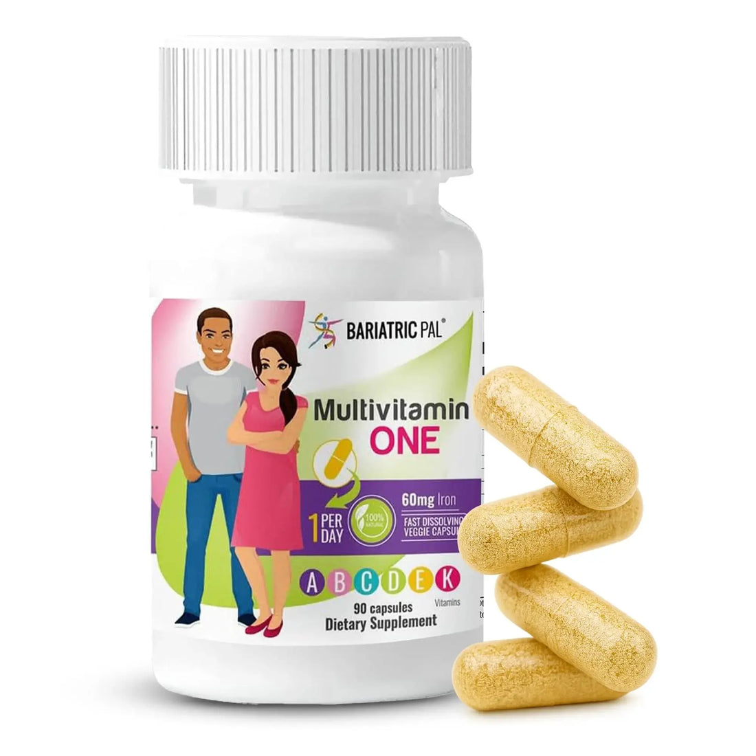 BariatricPal Multivitamin ONE 1 per Day! Bariatric Multivitamin Capsule with 60 mg of Iron | Easy to Swallow Capsule | BariatricPal AU supplements