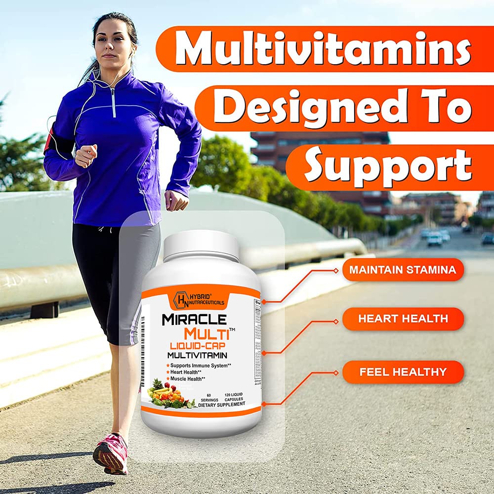MiracleMulti Liquid Multivitamin Capsules for Men & Women - Complete Whole Food Blend Daily Vitamin & Mineral Supplement with CoQ10, B12, 42 Superfood Enzyme - 120 Softgels Hybrid Nutraceuticals Au supplements