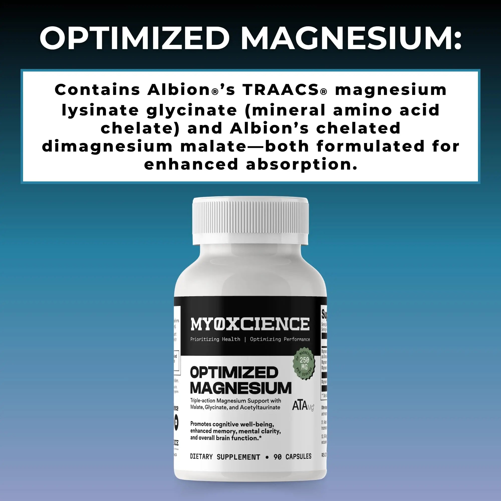 MYOXCIENCE Optimized Magnesium Glycinate + Magnesium Taurate (as ATAmag®) for High Brain Bioavailability to Support Stress Relief and Sleep | 30 Servings MYOXCIENCE Au supplements