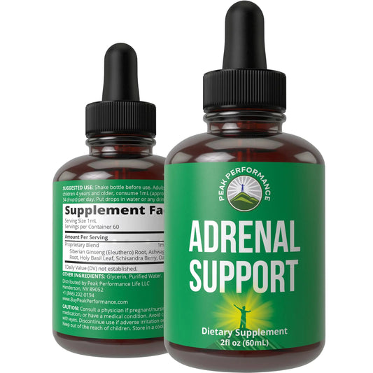 Peak Performance Adrenal Support Supplements to Restore Energy from Adrenal Fatigue. Liquid Drops Complex for Women and Men. Supports Healthy Cortisol Management. Supplement with Adaptogens Peak PerformanceAU supplements