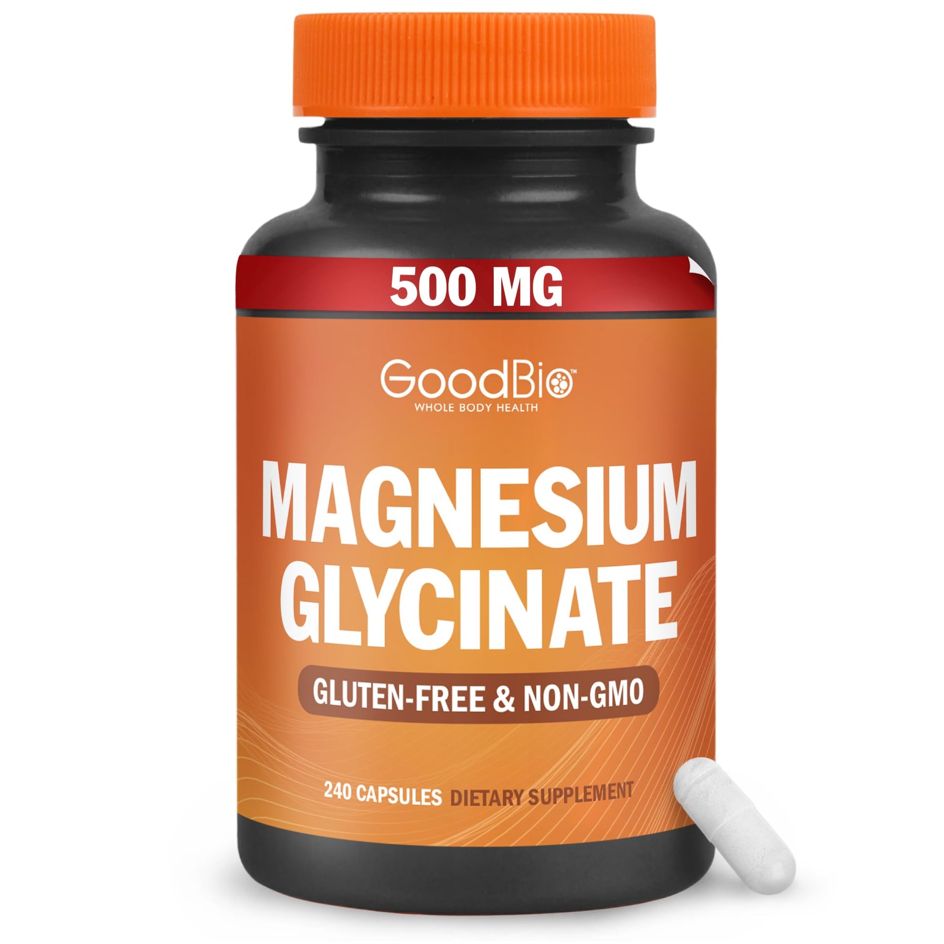 Magnesium Glycinate - High Absorption Magnesium Supplement 500mg Per Serving for Stress Relief, Sleep, Heart and Bone Health, Nerve Support - Non-GMO, Gluten-Free, Gentle on Stomach, 240 Capsules GOODBIO Au supplements