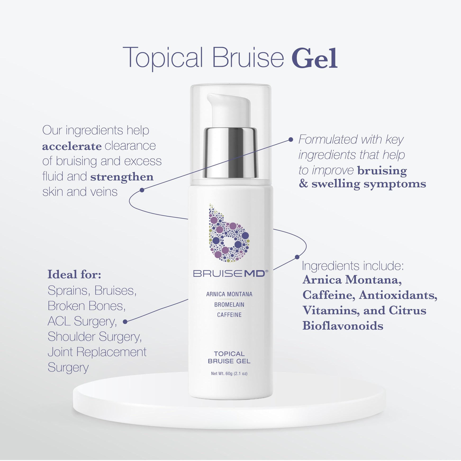 BruiseMD Topical Gel for Bruising and Swelling, 20% Arnica, Bromelain, Caffeine, Advanced Concentrated Bruise Treatment Formula, 60g (2 fl oz) BruiseMD Au supplements