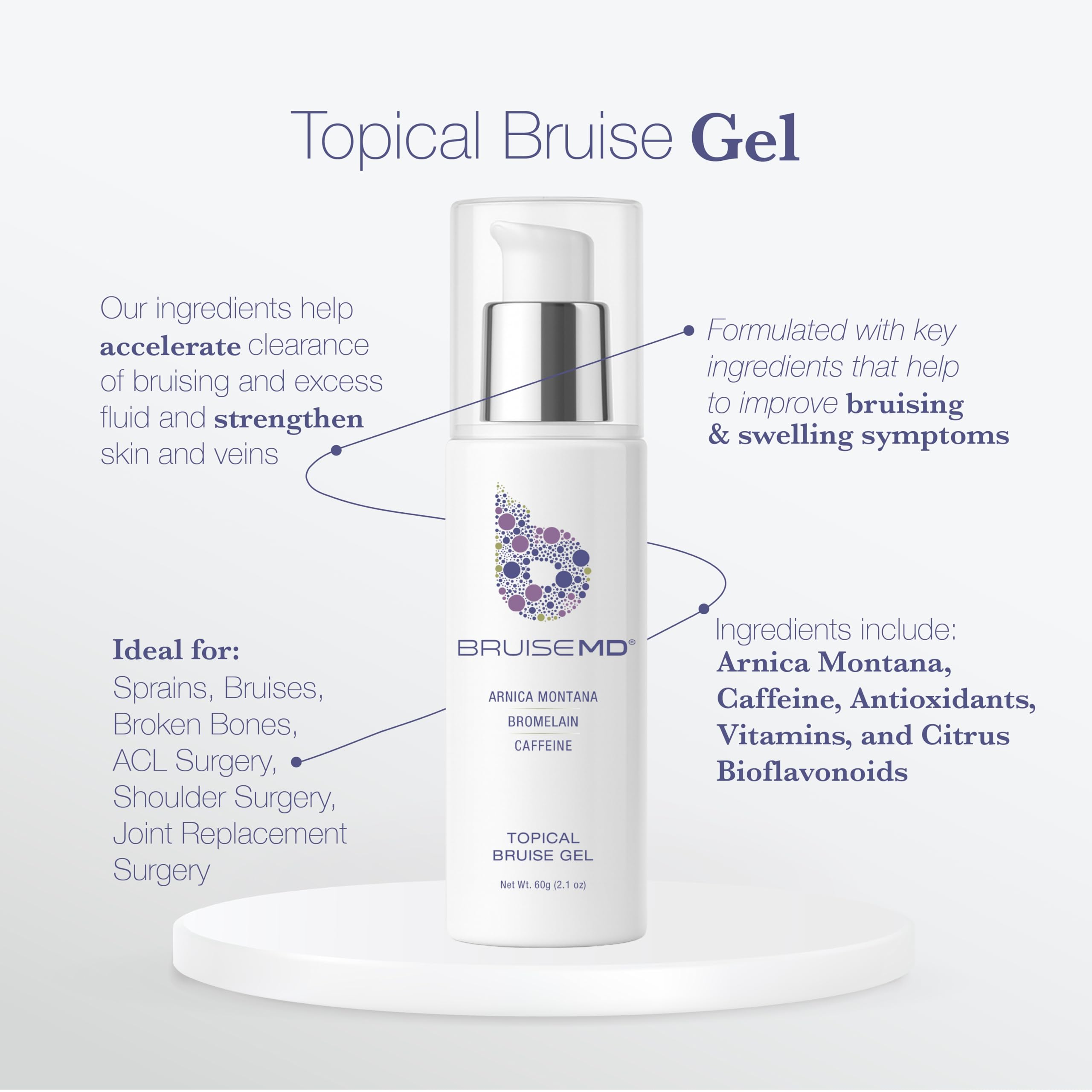 BruiseMD Topical Gel for Bruising and Swelling, 20% Arnica, Bromelain, Caffeine, Advanced Concentrated Bruise Treatment Formula, 60g (2 fl oz) BruiseMD Au supplements