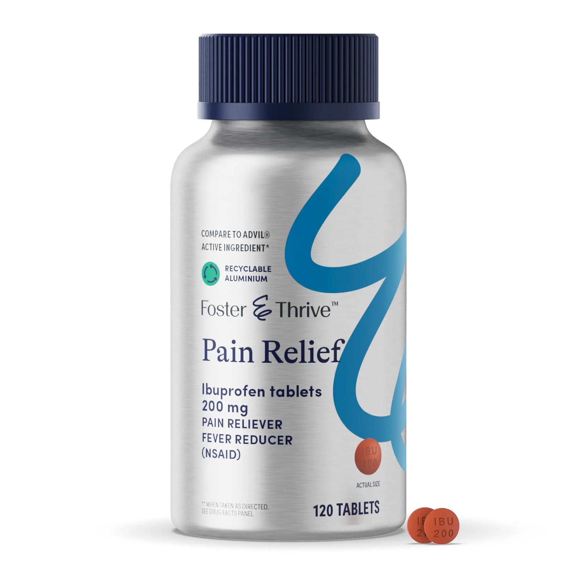 Foster & Thrive Ibuprofen 200mg Tablets for Joint, Knee, Arthritis, and Back Pain Relief, Fever Reducer, Alleviates Body Aches and Headaches, NSAID, 120 Coated Tablets Foster & Thrive Au supplements