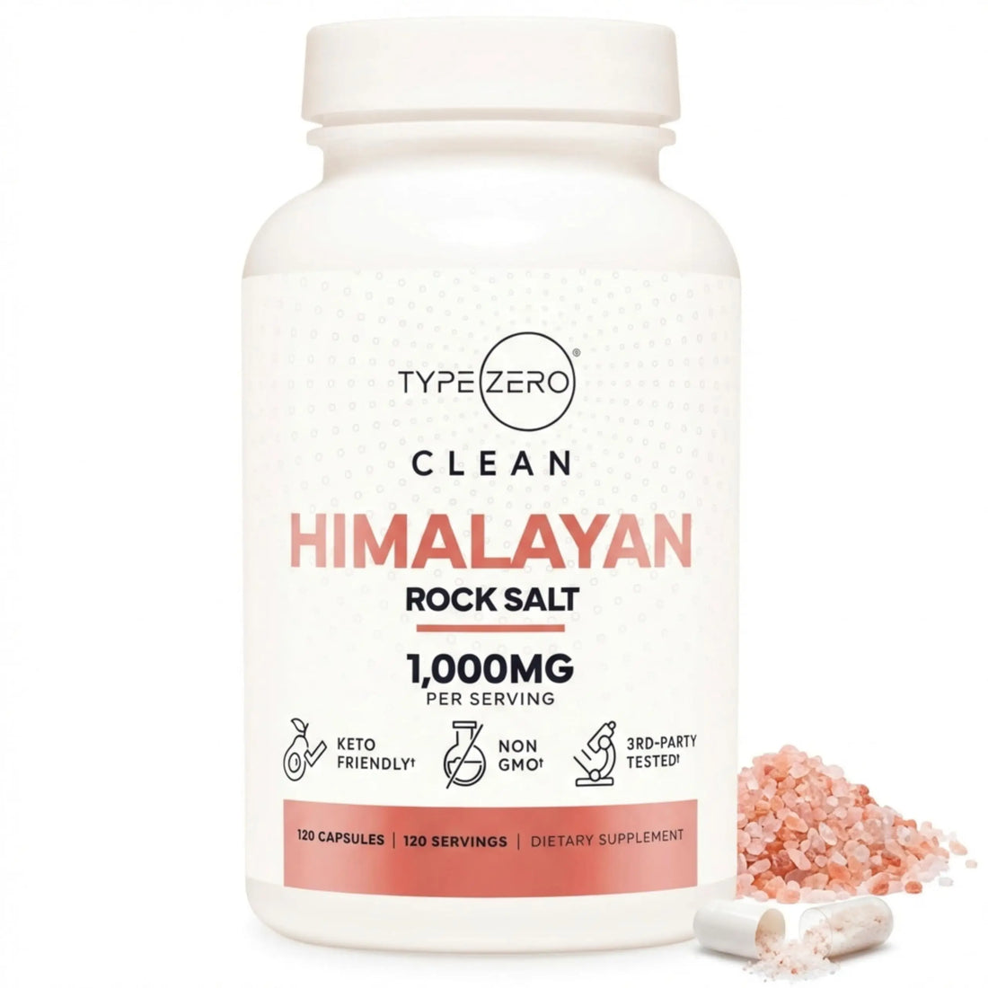 Type Zero Himalayan Rock Salt Capsules (120 Capsules) (1000mg per Serving) Type Zero Au supplements