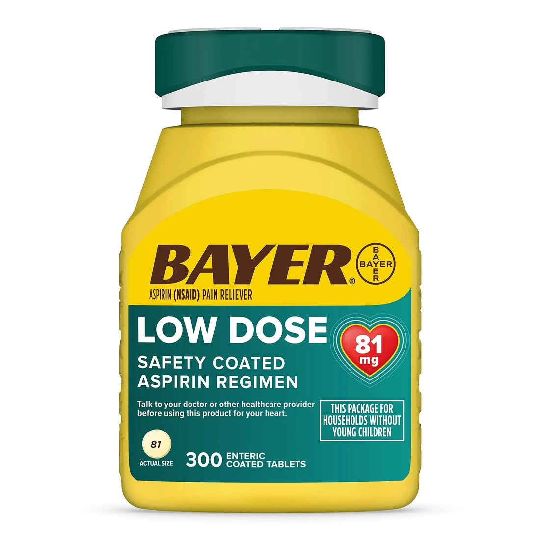 Bayer Aspirin Low Dose 81 mg, Enteric Coated Tablets, Doctor Recommended, Secondary Prevention of Cardiovascular Disease, 300 Safety Coated Tablets (Packaging may vary) Bayer uk supplements
