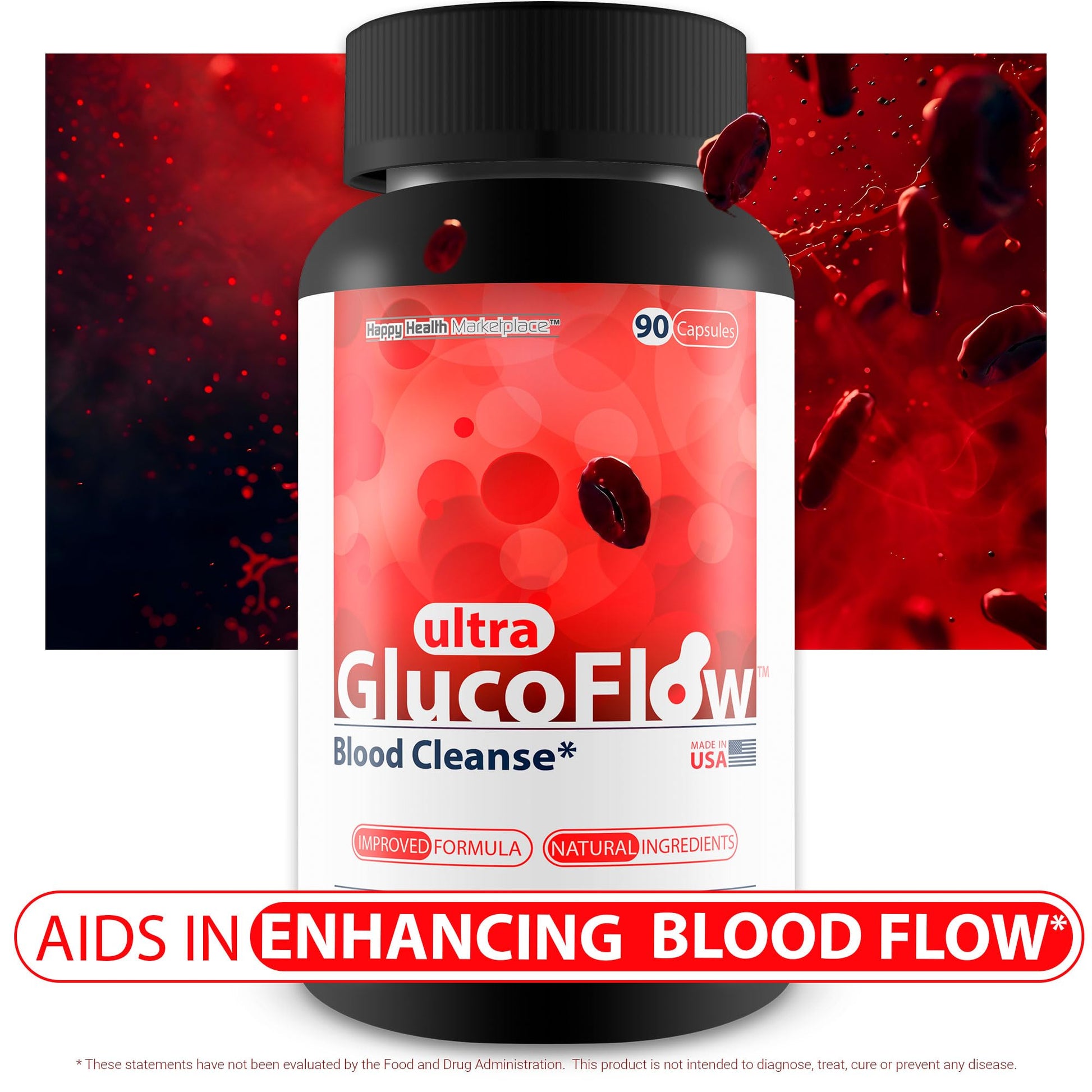 Ultra Gluco Flow - Improved Formula - Our Best Blood Cleanse Detox Cleanse Blood Support Pills - Blood Health Blood Circulation Pills Detox Cleanse Blood Gluco Bio Sweet Relief Glycogen Support Happy Health Marketplace Au supplements