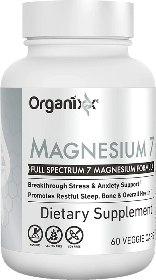 Organixx Magnesium Glycinate Supplement for Support Sleep, Muscle & Heart Health, 7 Type Magnesium Complex with Vitamin B6, Manganese Citrate, Gluten Free, Vegan, Non GMO, High Absorption, 60 Capsules OrganixxAu supplements