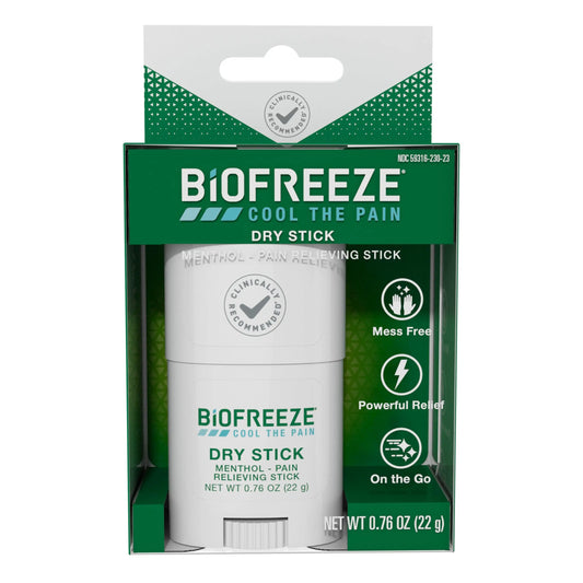 Biofreeze Dry Stick, Mess-Free Relief for Neck, Shoulder, Knee, Hip, Hand & Joint, Cooling Menthol Pain Relief Stick, Up to 100 Uses BiofreezeAU supplements