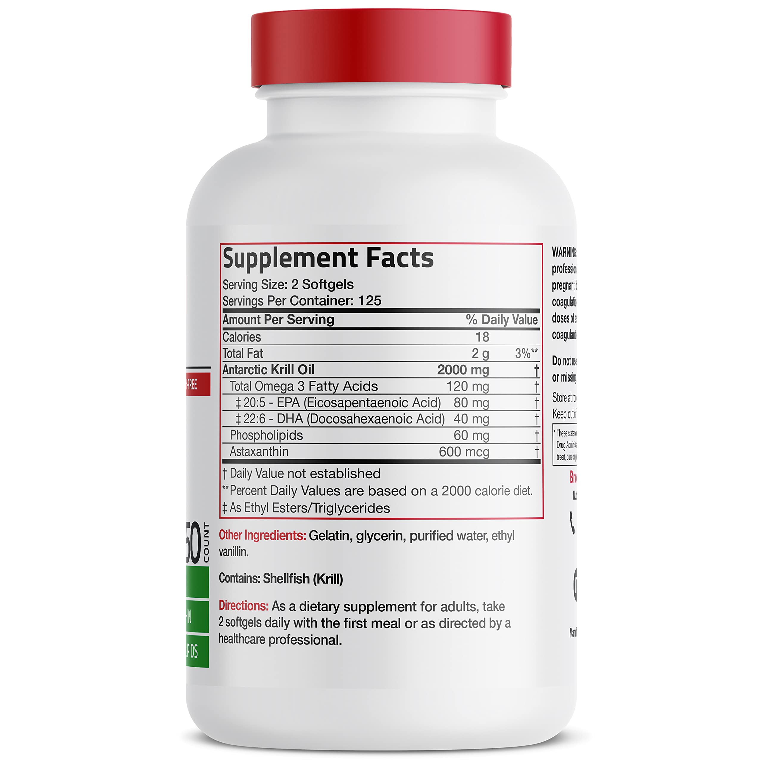 Bronson Antarctic Krill Oil 2000 mg with Omega-3s EPA, DHA, Astaxanthin and Phospholipi Bronson Au supplements
