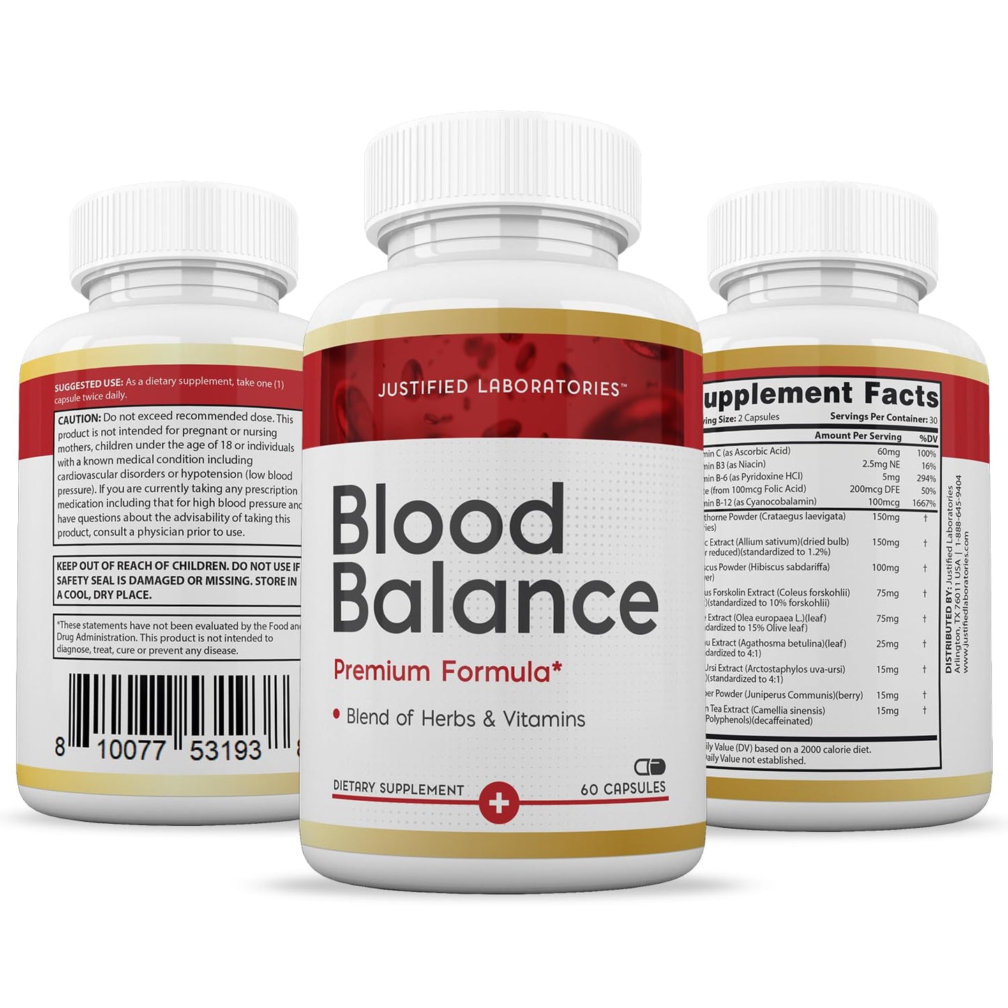(2 Pack) Blood Balance Advanced Formula 688MG Supplement Pills 120 Capsules Justified LaboratoriesAu supplements