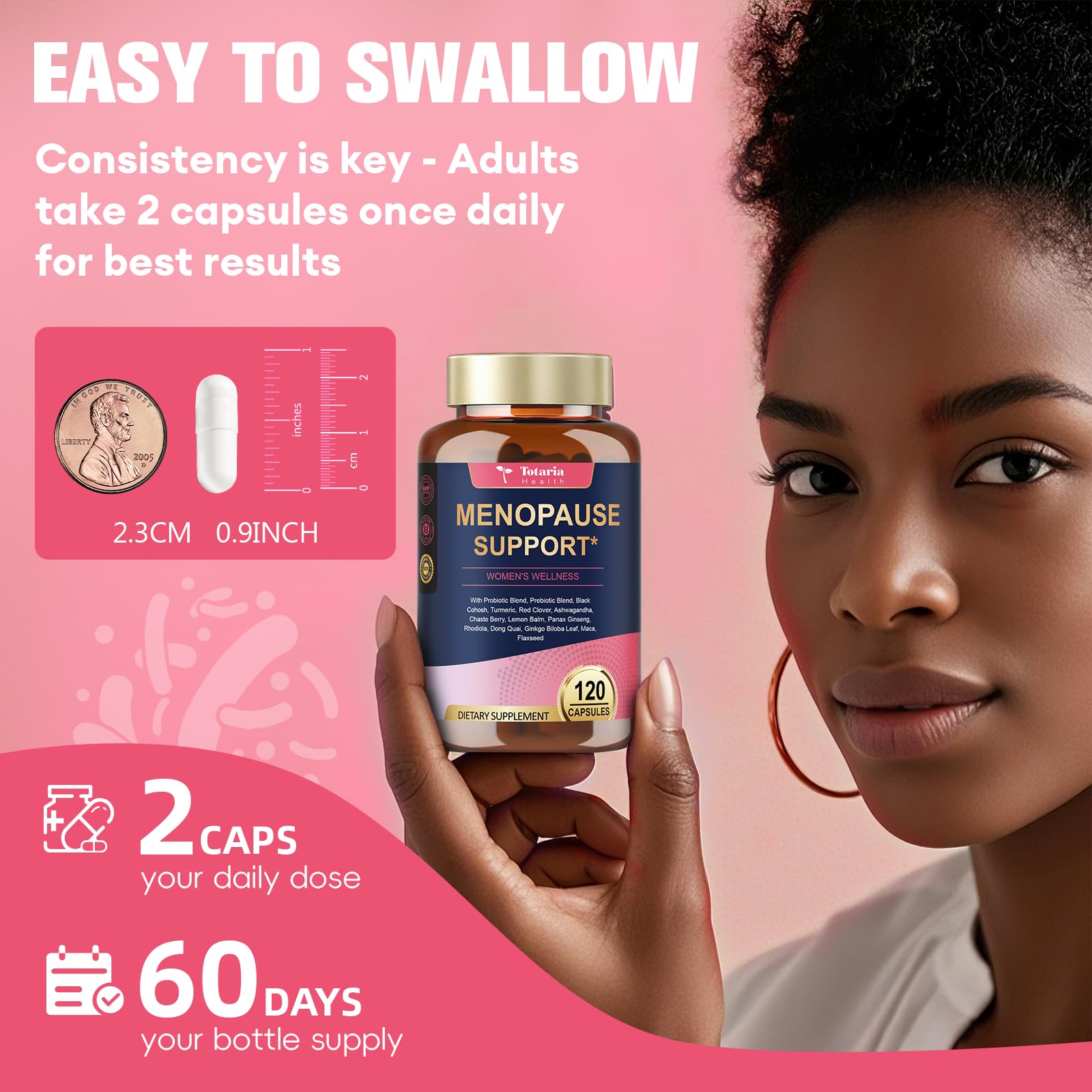 (2 Packs) 40-in-1 Menopause Supplements for Women, Multibenefit & Complete Black Cohosh for Hot Flashes, Night Sweats & Hormone Balance, w/ Probiotics, DIM, Vitex, Dong Quai, Red Clover and More Totaria Au supplements
