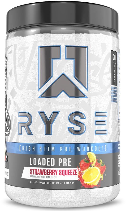 RYSE Loaded Pre Workout Powder - Strawberry Squeeze - Daily Pre-Workout for Men & Women with 390mg Caffeine, Beta Alanine, and Citrulline for Pump RYSE Up SupplementsUS supplements