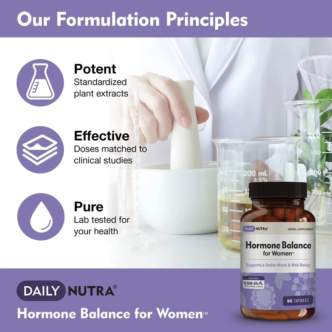 Hormone Balance for Women - Natural Mood Supplement - PMS Relief and Menopause Support | Featuring Clinically Studied KSM-66 Ashwagandha (90 Capsules) DailyNutra uk supplements