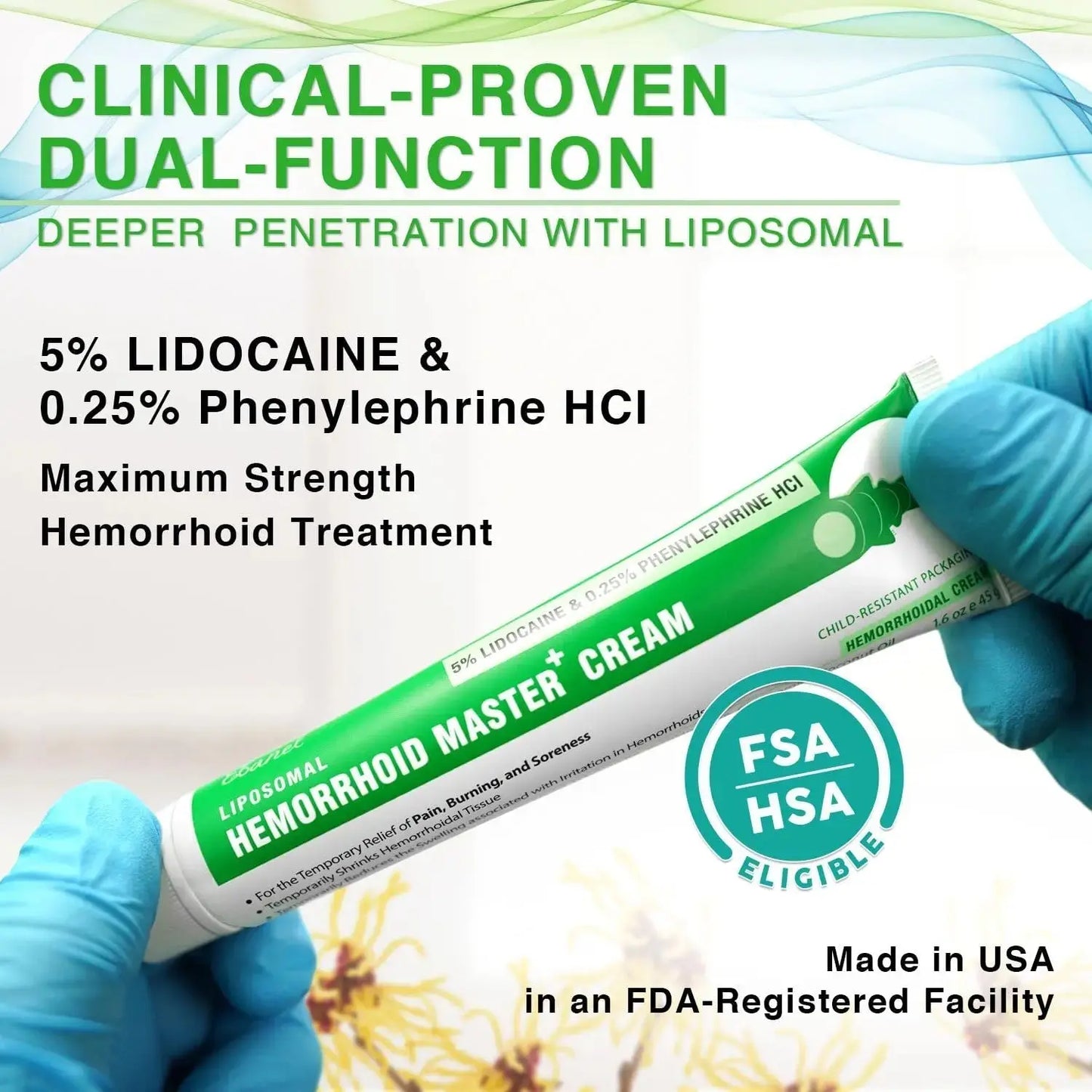 Ebanel 5% Lidocaine Hemorrhoid Treatment Cream with Witch Hazel, Phenylephrine, Horse Chestnut, Vitamin B6, Zinc Oxide, External and Internal Hemorrhoids Treatment Burn Itch Pain Relief Anal Cream EbanelAu supplements