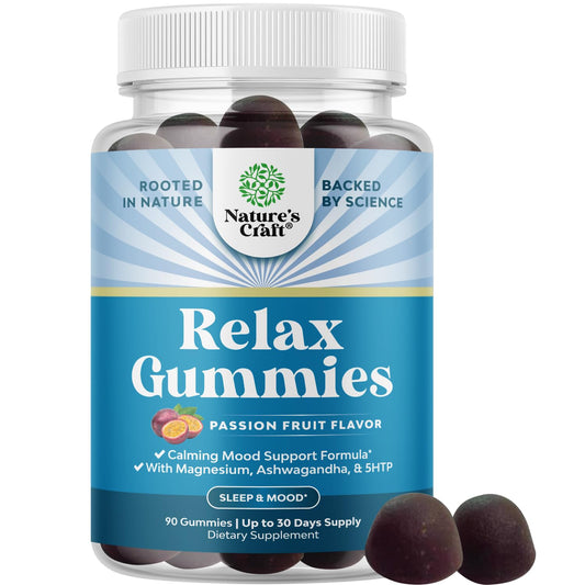 Pure Calm and Relaxing Magnesium Supplement - Magnesium for Stress Support & Rest Ease for Adults - High Absorption Mg Citrate Gummies with L Theanine & Ashwagandha for Muscle Cramps - 90 Count Natures CraftAu supplements