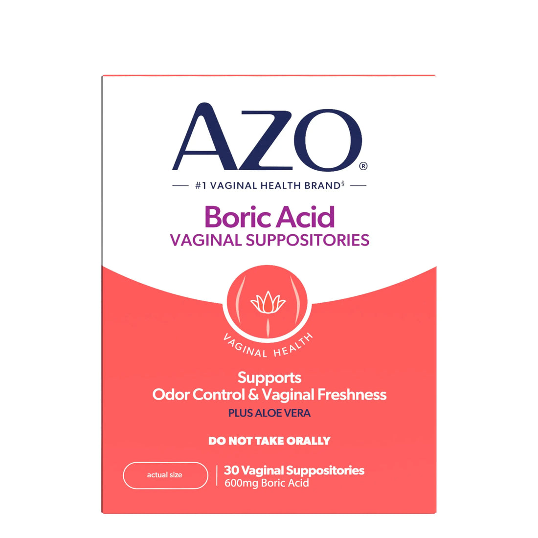 AZO® Boric Acid Vaginal Suppositories for Women, Helps Support Odor Control with Clinically Studied Boric Acid, Non-GMO, 30 Count AZO uk supplements