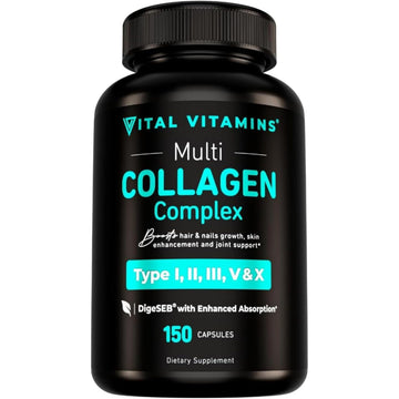 Vital Vitamins Multi Collagen Capsules - Type I, II, III, V, X - Grass-Fed, Collagen Peptides Supplements, Non-GMO - for Men & Women - 150 Count Vital Vitamins Au supplements