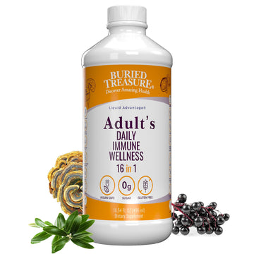 Buried Treasure Adult Daily Immune Wellness - 16 Fl oz, 16 serv, Liquid Nutrient Blend for Immune Support with Elderberry, Echinacea, Vitamins & more Buried Treasure Au supplements
