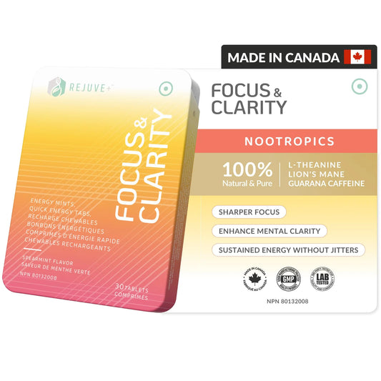 REJUVE+ Focus & Clarity Nootropic Supplement – Brian Boost | L-Theanine, Caffeine, Lion’s Mane, Magnesium, Vitamin B6 & B12 | Brain Support, Memory, Focus & Energy | Mint Flavor (30 Chewables) (1) REJUVE+Au supplements