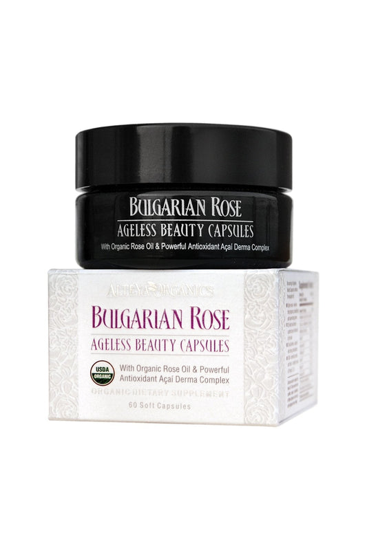 Alteya Organics Bulgarian Rose Ageless Beauty Capsules with Bulgarian Rose Oil and Antioxidant Acai Derma Complex - 30 Servings Alteya OrganicsAu supplements