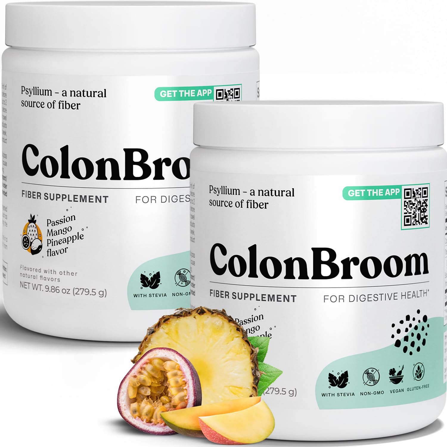 ColonBroom Psyllium Husk Powder with Stevia (Tropical Fruits) - Colon Cleanse for Bloating Relief & Gut Health - Colon Broom Fiber Powder Drink - Vegan Fiber Powder Stevia Supplement, 100 Servings ColonBroom Au supplements