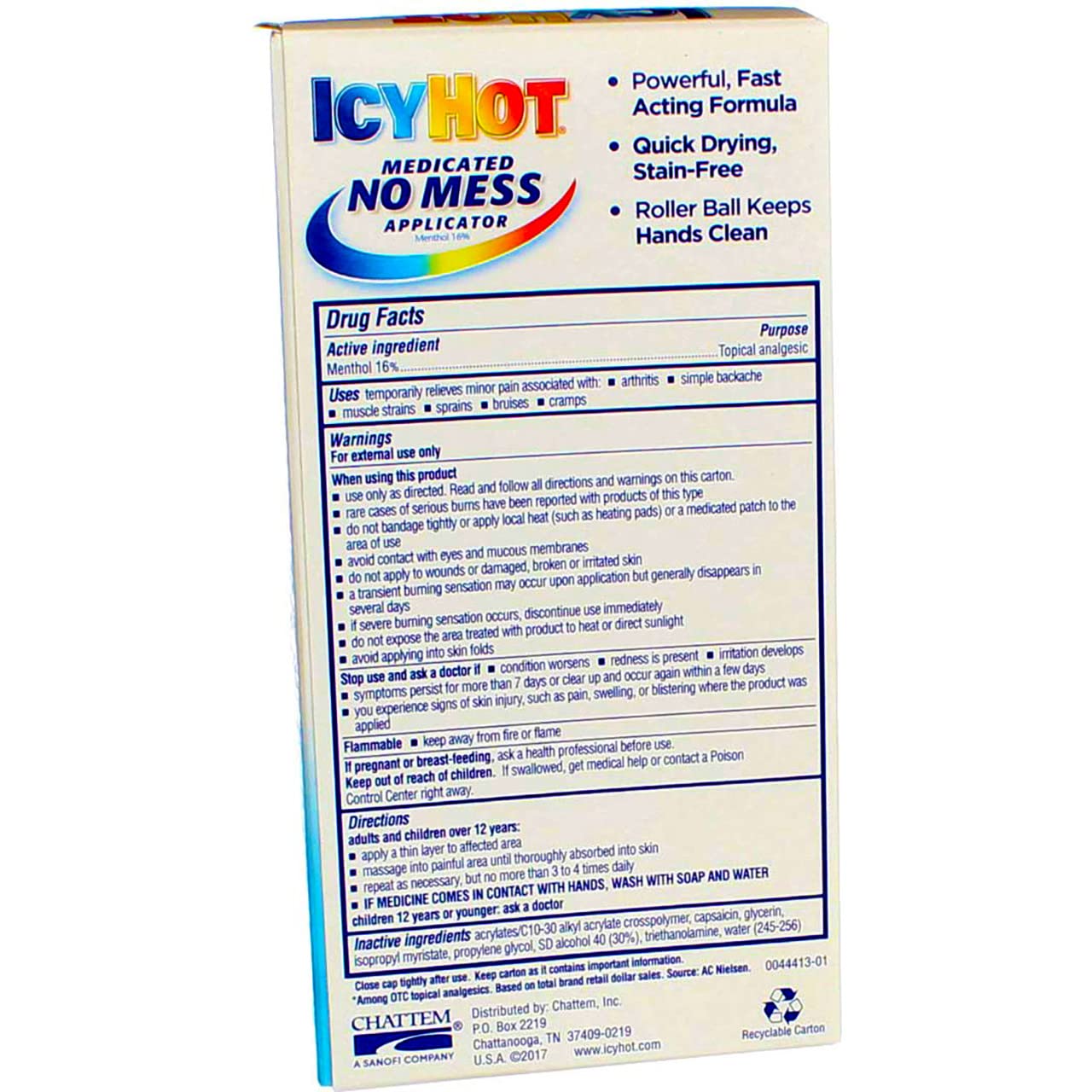 Icy Hot Medicated No Mess Applicator Max-Strength 2.5 Ounce (73ml) (6 Pack) Icy Hot Au supplements