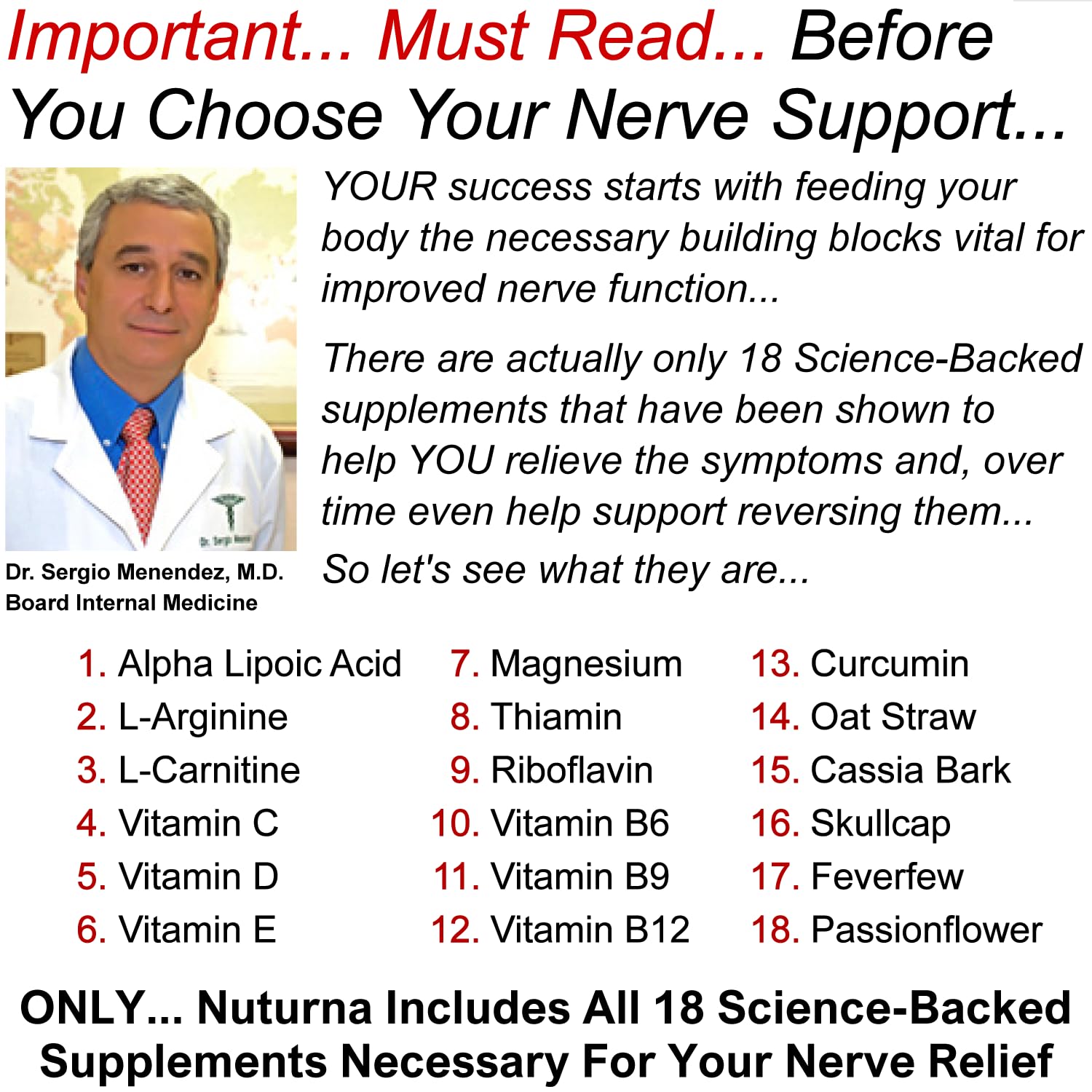 Neuroturna Support Supplement with 1200 mg Pure Alpha Lipoic Acid - Maximum Strength Formula with ALA + Vitamins + Minerals + Herbs - Best Natural Support - 180 Capsules Nuturna Au supplements