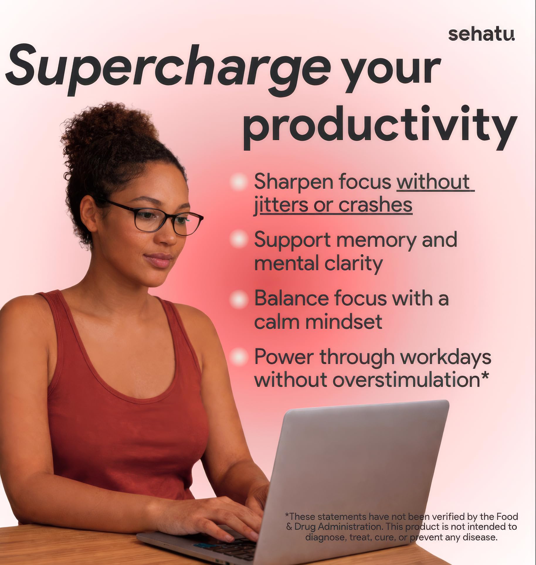 SEHATU Focus Plus Cognitive Performance Enhancer | with N-Acetyl L-Tyrosine, DMAE Bitartrate, GABA, Glutamic Acid | Boosts Focus, Enhances Memory, Supports Brain Health | 60 Count | 30 Day Supply SEHATU Au supplements