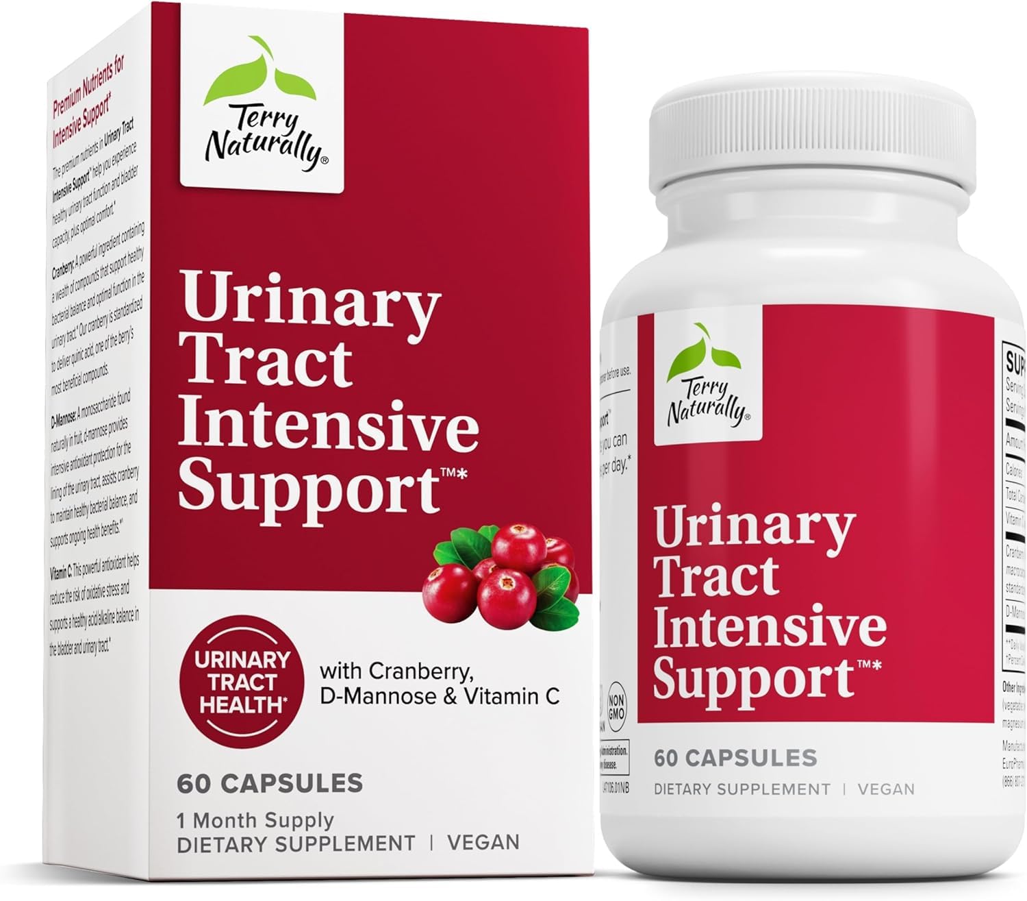 Terry Naturally Urinary Tract Intensive Support - Supplement with Cranberry for Bladder Health Support - Kidney Health Supplement with D-Mannose & Vitamin C - 60 Capsules (30 Servings) Terry Naturally Au supplements